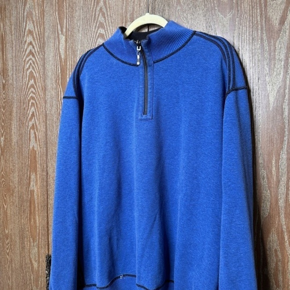 Tommy Bahama Reversible Quarter Zip Pullover Sweater Black Blue Marlin Mens - Picture 7 of 11